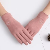 Gloves ladies Winter Cycling Plus velvet warm touch screen gloves winter Korean cute girl fashion versatile gloves