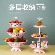 gao dian pan seeds candy box multilayer living room fruit plate fruit plate plastic san ceng jia guo pan jia candy pen