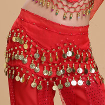 Indian dance table performance waist chain New belly dance waist chain practice practice practice 66 98 128 gold hanging coin waist chain