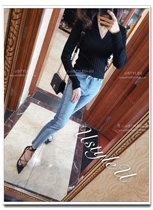 Large IT Tide P Conspiculean Straight Splicing of Jeans Pants