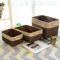ins porch thick folding cotton linen table storage basket household fabric box student bedside small storage box