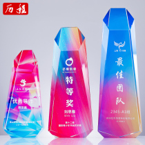 Crystal trophy custom medal Custom custom Creative glass trophy Excellent employee championship competition Sports production