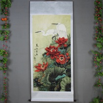 New Chinese style mounting painting in the hall painting celebrity hanging painting Chinese chinese painting rural lobby decoration painting red flower on the two cranes