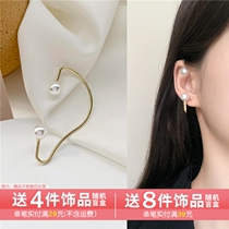 South Korean ultra-fairy girl French style retro pearl ear-hanging temperament minimalist earrings without otolehole ear clip H729