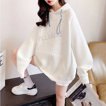 With Cotton Lian Hat Necropolis Woman Thin style Spring and autumn 2021 new loose big code Fat mm retro Lazy Wind Jacket Blouse
