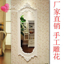 European hanging white dressing mirror European style carved fitting mirror full body wall fitting fitting mirror