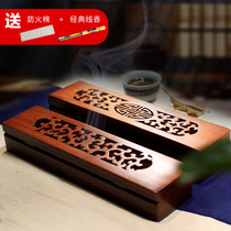 India Handmade Red Banksian box Buddhist supplies Hidden Incense Stove Long style Home Tea Room Zen woody line Incense Box