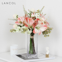 Lancol simple simulation pink Clivia bouquet set living room porch dining table decoration fake flowers