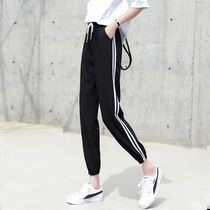 Korean version student pants children loose and thin with big code sports anti-mosquito female broadleg ice silk display slim 90% radish casual