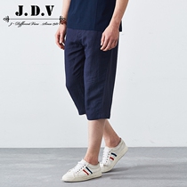 JDV mens summer mens Japanese solid color stitching casual pants three-point pants men SPS7513NVY