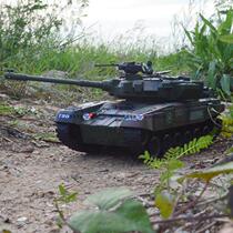 T90 remote control tank can fire bb water bombs Turret rotating metal barrel lifting track driving suspension shock absorber