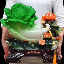  Fortune for many years lucky jade cabbage decoration jade Baicai Ruyi home living room entrance wine cabinet office decoration