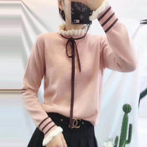 New Year Amash Xinte womens clothing 2020 spring thin all-match stand-up collar lace lace knitwear cashmere sweater sweater