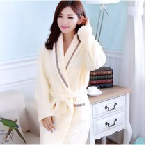 One youth autumn and winter mens style female bathrobe nightgown long sleeve soft pajamas coat freshman