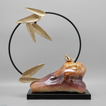 Modern New Chinese Creative Stone Iron Art Bronze Ornament Pendulum Boilerplate room Living room Xuanguan TV Cabinet Decorations