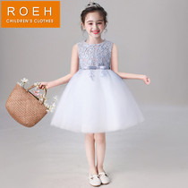 roeh girls dress princess dress children fluffy gauze high-end flower wedding piano costume birthday evening dress