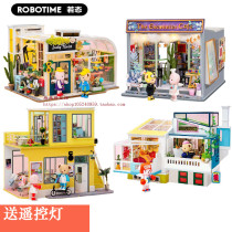 Ruo state handmade diy art Cottage House Assembly Teddy model Villa that flower shop roof birthday gift