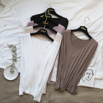 2019 autumn and winter New modal base shirt womens long sleeve thin round neck wear womens base T-shirt Black