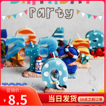 Ocean theme digital candle ornaments cartoon beach sea starfish seahorse resort style birthday cake decoration candle
