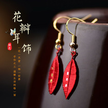 Original DIY ethnic style spring flower earrings wrapped flower kit with Hanfu temperament drop earrings trendy earrings