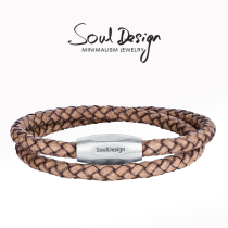 SoulDesign European and American hand-woven trendy simple personality fashion leather rope bracelet mens imported cowhide gift