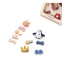 Gift box set Penguin cloth flat clip baby hairclip cute F Princess Children girl baby does not hurt bangs