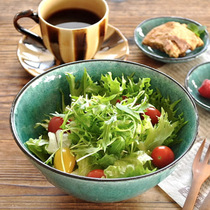 Small Aoigawa Machiya Japanese-made underglaze color Turkish blue clay handmade retro style salad bowl large bowl