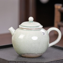 (Solitary Taster) Artisanal Grass Wood Grey Glazed Teapot 121 Number of retro Home Ceramics Tea Tea Pot Kung Fu Tea Furniture
