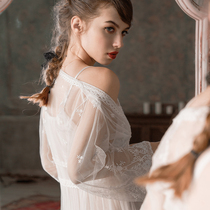 Sexy flirting pajamas lace underwear ultra-thin sexy transparent dressing gown seduction passion hot bed suit