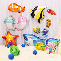 Marine animal theme childrens birthday party aluminum film balloon underwater world balloon dolphin shark octopus seahorse