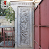 Tang language brick carving relief background Huizhou wall decoration Chinese antique door post decoration dragon spit bead wall painting