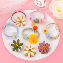 Han style small daisy hair adorned with leather fascia girls back brain spoon child hair rope without injury hair baby head ornament hairpin