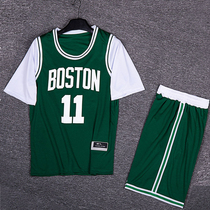 Large size short-sleeved suit Fake two-piece set Basketball sports T-shirt Mens and womens t-shirt shorts Training T-running fitness loose