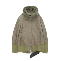 PRMTVSM C B ZIP UP PADDED JACKET recycled fiber wool collar quilted cotton coat