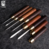 Pottery fan black sandalwood Puer tea knife ebony tea needle red acid branch tea cone Purple red sandalwood copper stainless steel rosewood