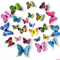  3D wooden board painting wall 3D three-dimensional simulation butterfly wall stickers Living room bedroom wall decoration Childrens room stickers ice
