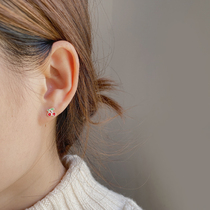 Ears s925 sterling silver earrings small cherry earrings hypoallergenic sleeping without picking earrings new super fairy