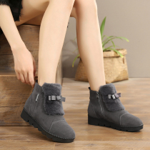 Snow boots women 2021 new winter flat short boots warm shoes plus velvet padded cotton shoes winter shoes leather boots