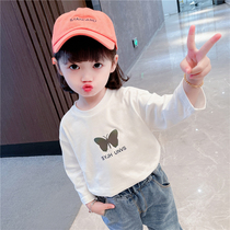 Girls autumn long sleeve T-shirt white new childrens foreign style jacket casual cotton 3 years old baby spring and autumn base shirt