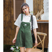 Adolescents primary and middle school students in summer 12-13-14-15-16-18 or 20 little girls denim strap shorts-music of the tide