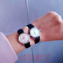 Antique collection inventory Old Shanghai Qianjin Watch Factory Manual mechanical movement watch round pointer type leather womens Watch