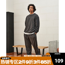ZONEiD 2022 autumn and winter retro fleece sports sweater mens basketball training fitness round neck pullover T-shirt
