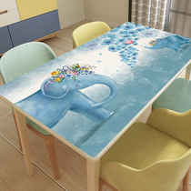 cartoon print pvc soft glass tablecloth waterproof oilproof oilproof scrub-free dining table tea table mat home rectangle