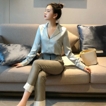 Counter 2021 spring and summer new fashion casual celebrity wind Shirt pants two-piece temperament professional suit