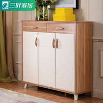 Three-leaf home ash wood Nordic living room shoe cabinet Nordic bedroom three-door shoe cabinet simple modern hall cabinet solid wood