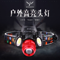 Strong light T6 headlight miners lamp rechargeable head-mounted flashlight long-range shooting Camping Fishing light night fishing light outdoor home