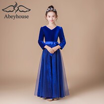 (Super Spike) Girls high-end princess dress childrens piano performance velvet evening dress
