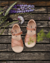 6 fold without deback petit nord new male and female children hand sewn genuine leather buckle crossed sandals 6