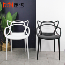 Noordic plastic back chair creative dining chair modern minimalist cat ear chair coffee shop table and chair negotiation chair