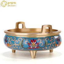 New pure bronze Jingtai Blue incense stove Flowers Birds with floral and fragrant domestic pendulum Honolulu 3-foot enamel Enamel Upright and Incense Burner